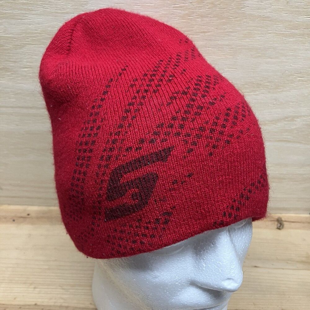Snap On Beanie Hat Toque Adult One Size Red Knit Tools Outdoors Winter
